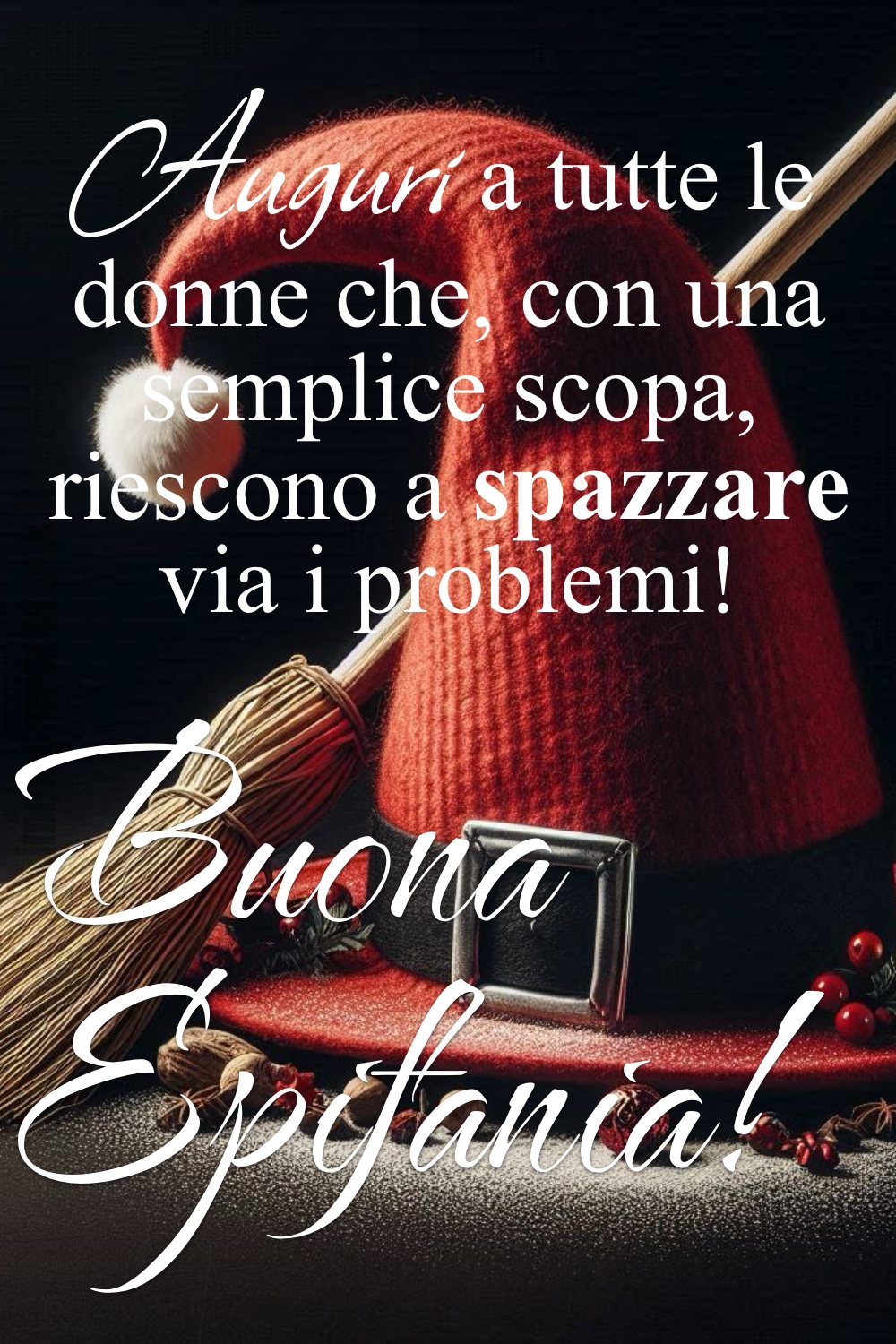 Auguri a tutte le donne che, con una semplice scopa, riescono a spazzare via i problemi! Buona Epifania!